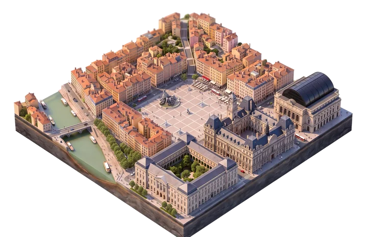 Vue illustrée du secteur Lyon 1er