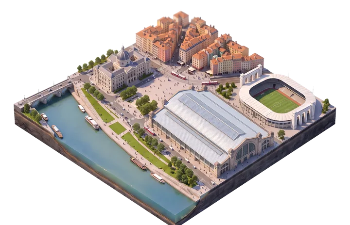 Vue illustrée du secteur Lyon 7e